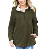 Women Sherpa Jacket Casual Long Sleeve Loose Pockets Wool Pullover Top for Women