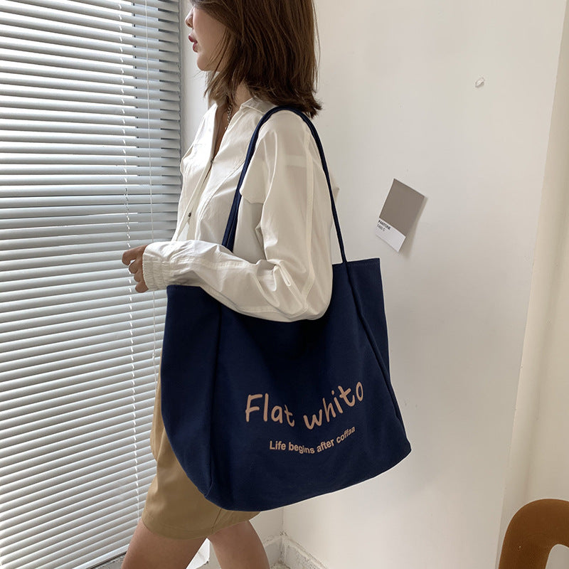 The Teacher Tote Idle Style Shoulder Bag Large Capacity Simple Leisure Bag Canvas Bag Artistic Fashion Women's Bag