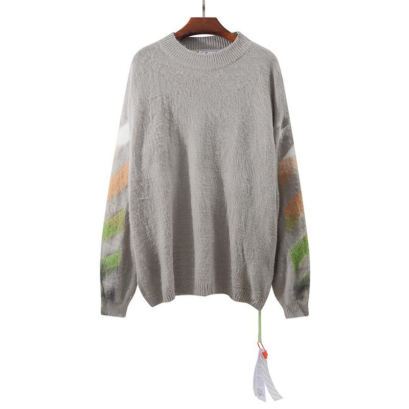 Off White Sweater Men's Autumn and Winter Sweater Owt Arrow Gradient