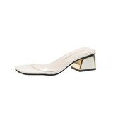 Nude Chunky Heel Transparent Sandals