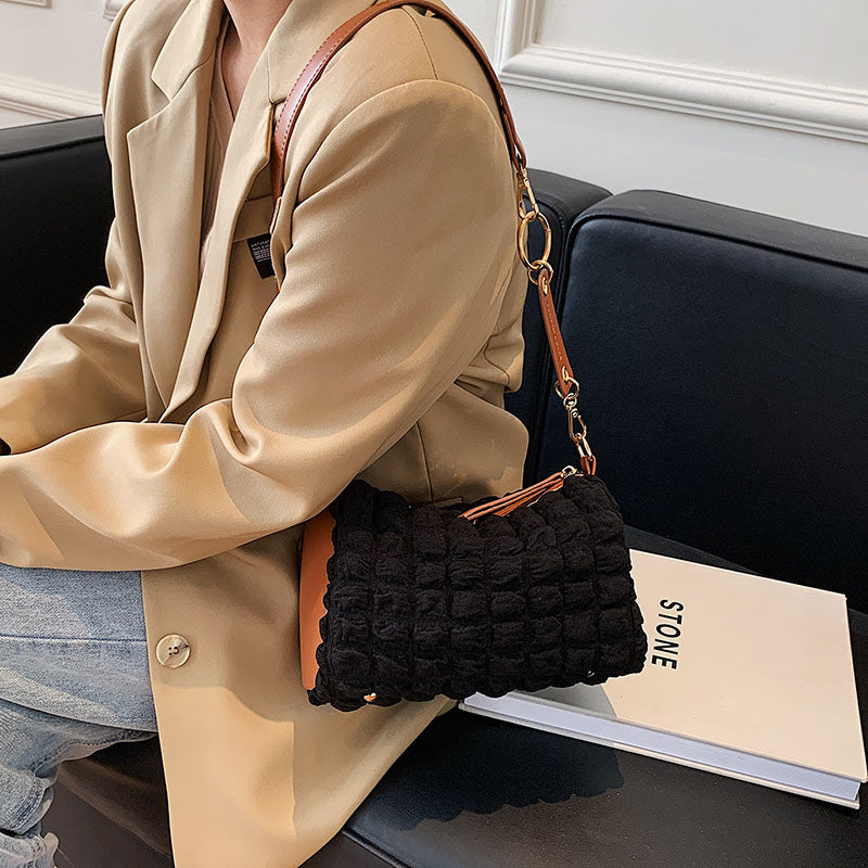 The Teacher Tote Underarm Bag Retro Trendy Shoulder Crossbody Women Bag Pleated Small Square Bag