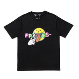 Rainbow Smiley Face Short Sleeve AllMatching Loose HalfSleeve Summer Wear Vle