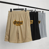 Justin Bieber Drew House Drew Justin Bieber Letter Men's and Women's Mesh Breathable Knee Length Pants Shorts