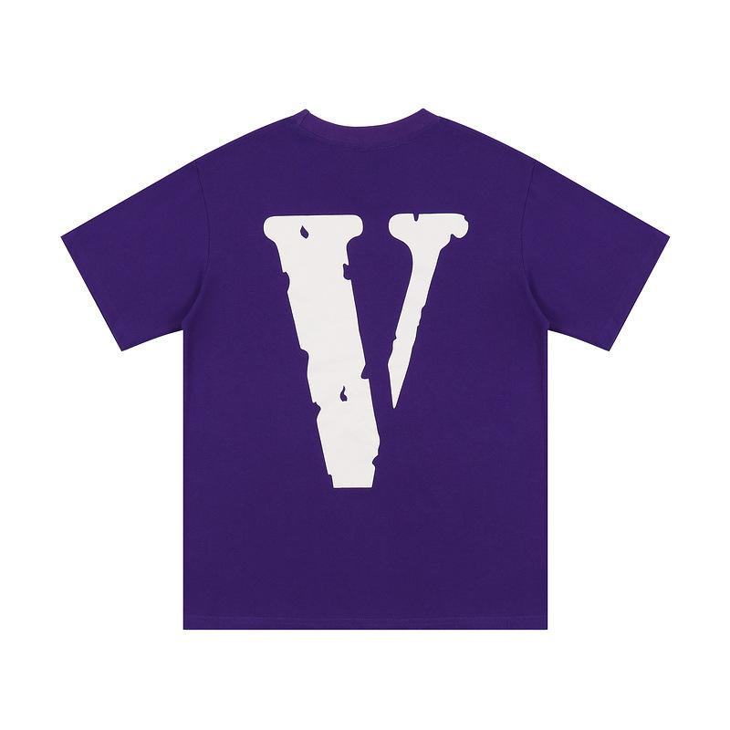 Vlone Tshirt Summer Large V Printed Loose Casual Short Sleeve