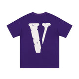 Vlone Tshirt Summer Large V Printed Loose Casual Short Sleeve