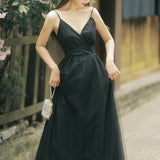 Women cottagecore Dress Women's Black Dress Fairy Temperament Tulle Skirt