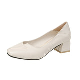 Nude Chunky Heel Casual Mary Jane Shoes