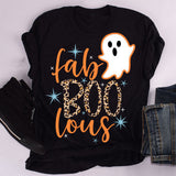 Halloween Costumes Fall Boo Lous Pumpkin Printed round Neck T-shirt for Women
