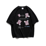 Summer Cartoon Bear Printed round Neck Men's and Women's Loose Short-Sleeved T-shirt Couple Wear
