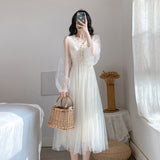 Fairy Dress French Retro Fairy Mesh Dress Super Fairy Two-Piece Set