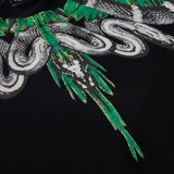 Marcelo Burlon T Shirt Street Green Snake Feather Printed Short Sleeve T-shirt Men and Women Harajuku Loose Wings Half Sleeve