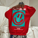 Smiley Face Hoodie Smiley Face Large Size round Neck Sweater Men's Clothing