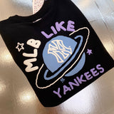 Yankees Spring NY Planet Printed round Neck Graffiti Cartoon Couple Sweater