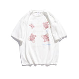 Summer Cartoon Bear Printed round Neck Men's and Women's Loose Short-Sleeved T-shirt Couple Wear