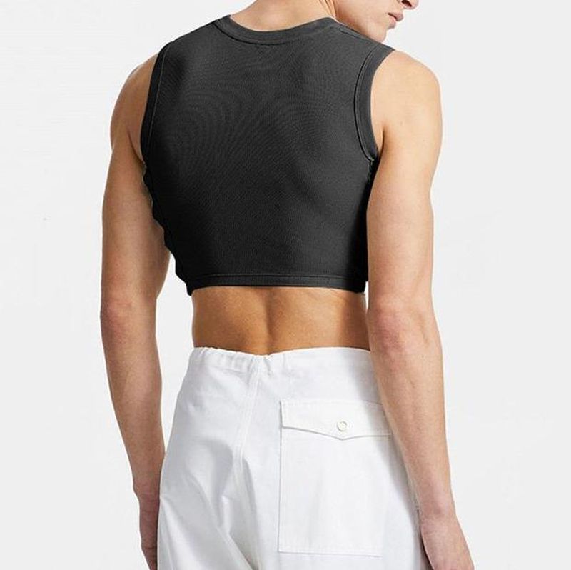 Rave Outfits Mens Vest Stitching Irregular Sleeveless