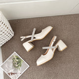 Nude Pumps Block Heel Mary Jane Sandals