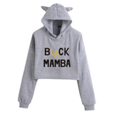 In Memory of Kobe Hoodie Kobe Peripheral Printing Casual Women Navel-Exposed Cat Ear Sweater