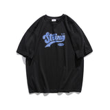 Men's T-shirt Summer New National Fashion Retro Pattern Letter Printed Half Sleeve T-shirt Ins round Neck Cotton Loose Short Sleeve T-shirt
