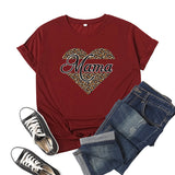 Boy Mama T Shirt Leopard Print Love Mama Printed Short Sleeve round Neck T-shirt