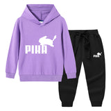 Children Pokemon Pikachu Hoodie & Pant Set Hooded Sweater Trousers Two-Piece Set Baby Cotton