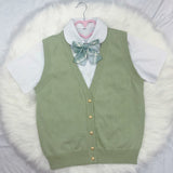 Gothic Lolita Harajuku Style Clothing Qiule Knitted Cardigan Solid Color Vest Thin