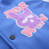 Letterman Jacket Outfit Senior Jackets Varsity Baseball Coat Cartoon Embroidery Colorblock Baseball Uniform Men's Loose Color Matching Coat