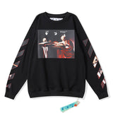Off White Sweatshirts Long Sleeve round Neck Sweater Autumn and Winter Printed round Neck Pullover Terry Sweater