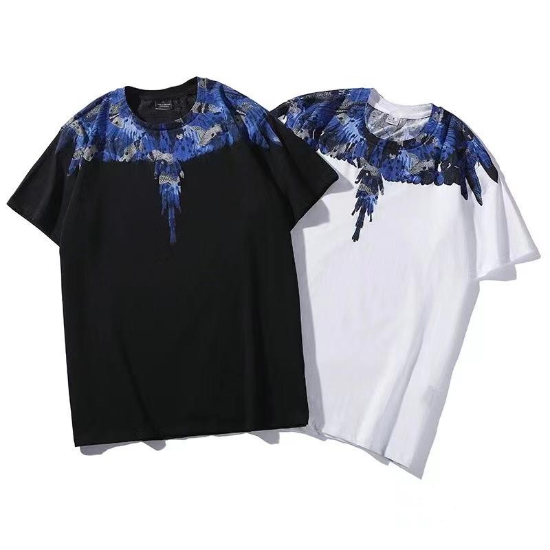Marcelo Burlon T Shirt Serpentine Wings Feather Short Sleeve T-shirt Men and Women Hip Hop Oversize Loose High Street Half Sleeve