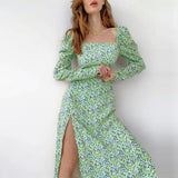Nina Parker Dresses Long Sleeve Slit Dress Sweet Floral Dress
