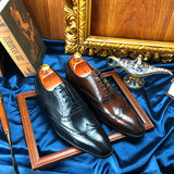 Indo Western Shoes Vintage Men's Hand-Rub Color Carved Oxford Shoes