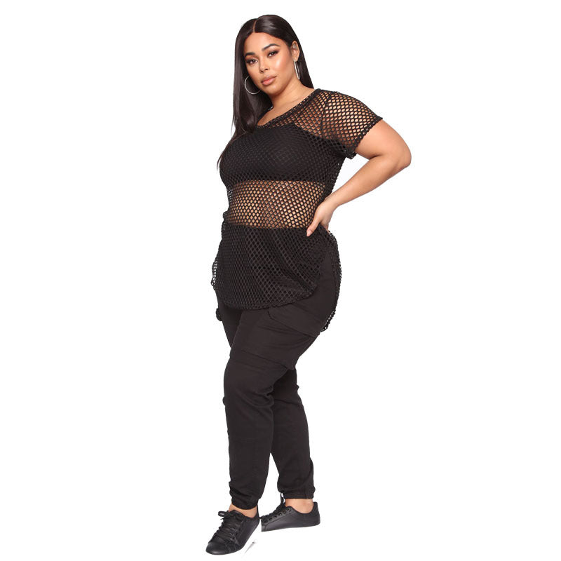 Nina Parker Dresses Sexy Mesh Hollow Loose Cover Dress