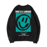 Smiley Face Hoodie Smiley Face Large Size round Neck Sweater Men's Clothing