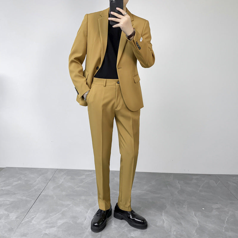 Seersucker Suit Men's Single-Breasted Suit Men's Jacket