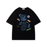 Men's T-shirt Bear Printed Short-Sleeved T-shirt Men's Hip Hop Loose Trendy Half-Length Sleeves