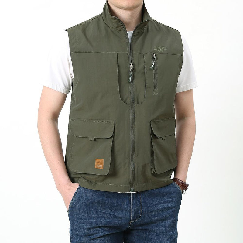 Men Utility Vest Work Zipper Tactical Work Vest Slim Pocket Jacket Spring/Summer Vest plus Size Retro Sports Men's Clothing