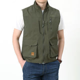 Men Utility Vest Work Zipper Tactical Work Vest Slim Pocket Jacket Spring/Summer Vest plus Size Retro Sports Men's Clothing