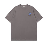 Men T Shitrs Flower Print round Neck Loose Short Sleeves