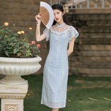 Women Cottagecore Dress Vintage Cheongsam Summer Dress