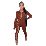 Women's Spring Clothing Sexy Cutout Chain Skinny Hip Raise Sports Jumpsuit