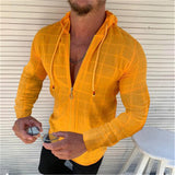 Men's Shirts Casual Slim-Fit Long-Sleeved Shirt Hooded Cardigan