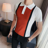Men Polo Shirts Stretch Short Sleeve Lapel T-shirt