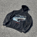 Present Hoodie Big White Shark Limited Retro Distressed Loose Hooded Sweater Heavy Weight