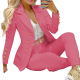 Women Blazar Pants Suit Fall/Winter Slim Straight-Leg Pants Casual Jacket