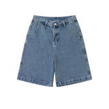Men Shorts Simple Loose Casual Pants Mid-Waist Cotton Denim Shorts