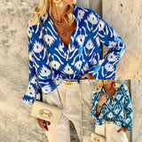 Women Bohemian Shirts Summer Fashion Loose Bell Sleeve Printed Shirt