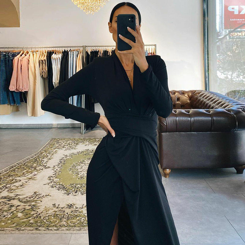 Emily Ratajkowski Dress Slim Fit Slit Sexy Temperament Dress