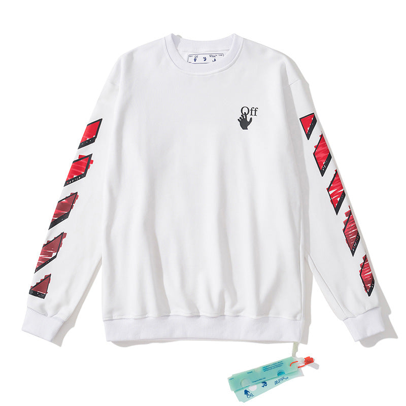 Off White Long Sleeve Round Neck Sweater Autumn And Winter Crew Neck Pullover Sweatshirt Men And Women