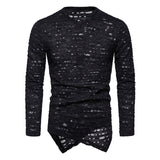 Transparent Shirt for Men Punk V-neck Long Sleeve Bottoming T-shirt