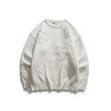 Man Fall Winter Outfis Autumn and Winter Love Smiling Face Embroidery round Neck Sweater Men Loose Thick Couple Sweater