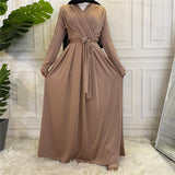 Muslim Women Stylish Kashibo Abaya Muslim Ladies Long Gown Islamic Clothing Jilbab Jalabiya Fashion Solid Color Dress